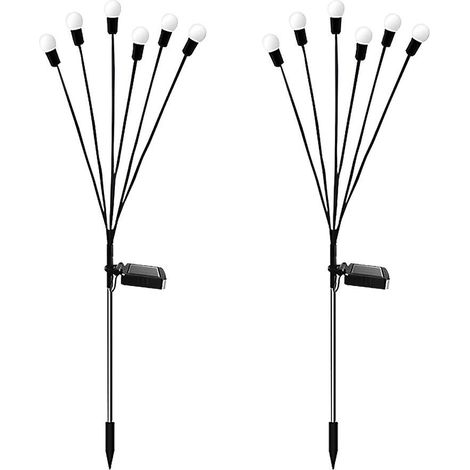 Ensemble de 2 lucioles solaires pour la décoration de jardin, éclairage ondulant à énergie éolienne, adapté aux cours, lumineuses décoratives de Noël. (1/5)