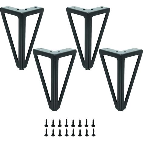 [NIEMALS VERWENDET] 4er-Set schwarze Tischbeine aus Metall – austauschbare Möbelbeine – für Couchtisch/TV/Sofa/Bett und andere Möbelbeine – mit Schrauben. (15 cm)