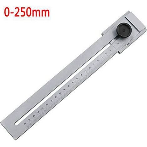 Marcatore in acciaio inox da 0 a 250 mm, strumento di misurazione per la lavorazione del legno, marcatore in metallo, grigio chiaro (1 pezzo) (1/4)
