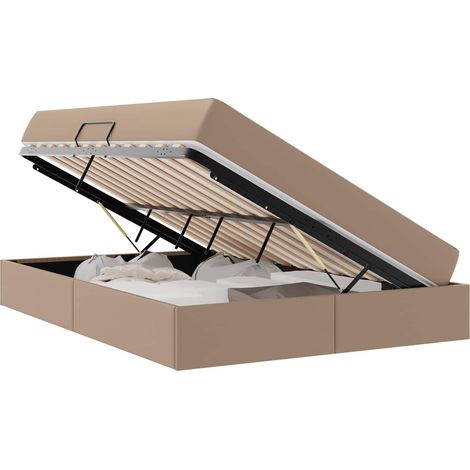 Maison Exclusive - Letto con contenitore e materasso 2 pz Cappuccino Pelle (1/5)
