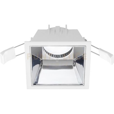 GFA624- FARETTO DA INCASSO BIANCO OPACO E CROMO 1 LUCE ATTACCO GU10 QUADRATO 9CM