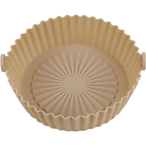 Marmite en silicone réutilisable pour friteuse à air, panier de cuisson antiadhésif résistant à la chaleur - Taille L - Jaune (1/4)