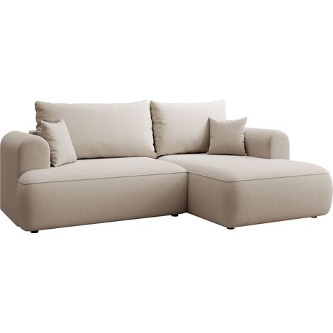 Selsey Ovo Mini - Eckschlafsofa rechtsseitig mit Stauraum, Easy-Clean-Samtbezug, creme (1/5)