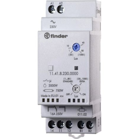 Finder Dämmerungsschalter 1 St. 11.41.8.230.0000 Betriebsspannung:230 V/AC Empfindlichkeit Licht: 1,