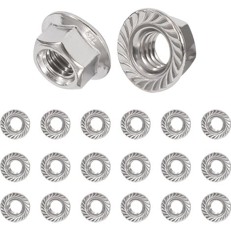[NUNCA UTILIZADO]Tuercas de brida M6, tuerca de seguridad de acero inoxidable, tuerca de seguridad hexagonal con dentado, conforme a la norma DIN 6923, 20 unidades (1/5)