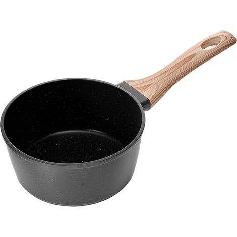 Casserole de 1,5 L, antiadhésive, avec couvercle en verre trempé, multifonctionnelle, avec poignée amovible, compatible induction, noire. (1/5)