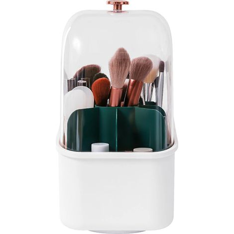 360° drehbarer Make-up-Pinsel-Organizer, 1 Stück, transparente Aufbewahrungsbox, staubdichter Make-up-Halter mit Deckel und großem Fassungsvermögen (1/5)