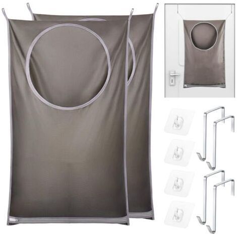 Hanging Laundry Basket, 2 Pieces Dirty Laundry Bag, Fabric Dirty Laundry Bag, Large Capacity Wall Mounted Foldable Laundry Basket, for Closet Dorm Bathroom and Closet (19.68 x 30.31inch) (1/5)