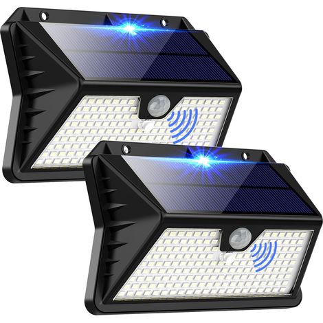 Outdoor solar light, 3 modes spotlight with motion sensor, 283 LED solar spotlight IP65 waterproof light for garden, garage, patio (2-pack)