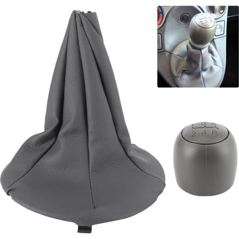 5 Vitesses Pommeau de Levier de Vitesse, Pommeau de Levier de vitesse Cache Anti-poussière Botte en Cuir pour Fiat Panda 03-12 / pour Fiat 500 500C 07-13 (1/5)