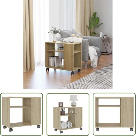 The Living Store Table d'appoint Chêne sonoma 70x35x55 cm Bois d'ingénierie - Table Basse - Meuble D'appoint - Table D'extrémité - Table En Bois - Design Moderne (1/5)