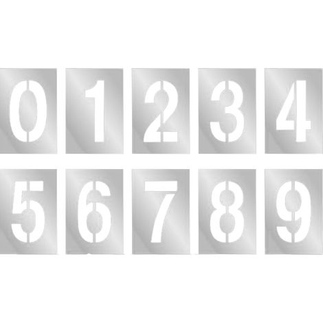 Lot De 10 Grands Pochoirs Numériques (longueur 20 Cm), Pour Marquage De Parking, Réutilisables (numéros De Maison De 0 À 9) (1/5)