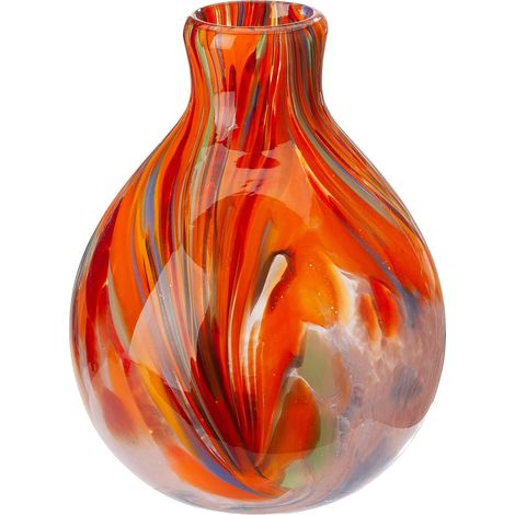 Vase en Verre - Orange - Hauteur : 24 cm - Diamètre : 18 cm - Vase à Fleurs coloré et imperméable (1/4)