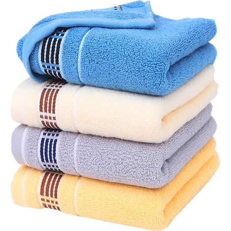 4 Pack Serviette de bain, Coton filé à l'anneau, 34x74 cm, Légère, Multicolore, Pour salle de bain (1/5)