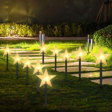 Wolketon Set di 10 stelle LED illuminate su bastoncini. ghirlanda luminosa per esterni (1/4)