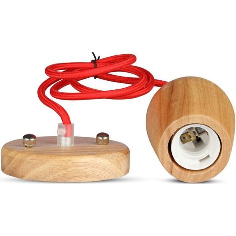 Lámpara de araña LED de madera V-TAC con portalámparas E27 (máx. 60 W) y cable rojo (1/5)