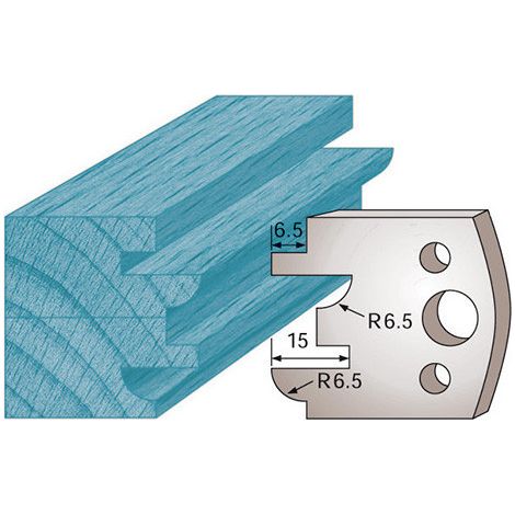 Diamwood Jeu de 2 fers profilés Ht. 40 x 4 mm profil / contre-profil M96 pour porte-outils de toupie - Acier SP - Adapté pour entraxe des trous 24 mm - Qualité professionnelle - Compatible avec toupie (1/2)