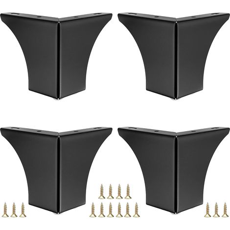 Set di 4 gambe per mobili in metallo, gambe per divano nere da 4 pollici, gambe per toletta, pouf moderno, tavolino da caffè, mobiletto in metallo triangolare (1/5)