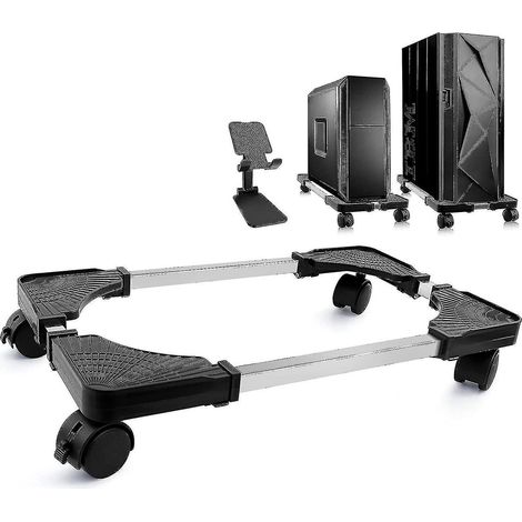 Computer-Tower-Ständer, verstellbarer mobiler CPU-Ständer mit Rollen, Computer-Tower-Ständerhalterung kompatibel mit Bodenmatten für Gaming-Computergehäuse, passend für Weiß (1/5)
