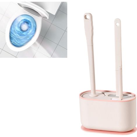 Ensemble brosse et support WC pour salle de bain, brosse pour cuvette de WC avec long manche, fixation murale anti-gouttes, nettoyage facile des recoins difficiles d'accès, rose sakura (1/5)