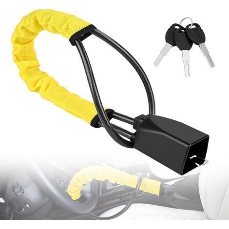Antivol Voiture, Bloc Volant Voiture Antivols Réglable en Acier Trempé, Bloque Volant Voiture avec 3 Clés, Dispositif Antivol Visible et Universel pour Auto, SUV, Camping-Car et Véhicules (1/5)