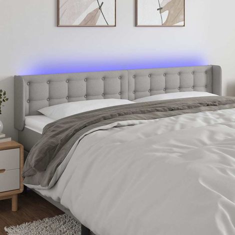 Tête de lit LED gris clair réglable, 2 bandes lumineuses, 183 x 16 x 78/88 cm - PANGIVO (1/5)