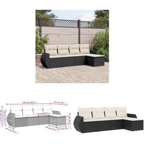 5-tlg. Garten-Sofagarnitur mit Kissen Schwarz Poly Rattan - Gartenmöbel - Outdoor Möbel - Rattan Gartenset - Lounge Set - Esstischgarnitur - Home & Living (1/3)
