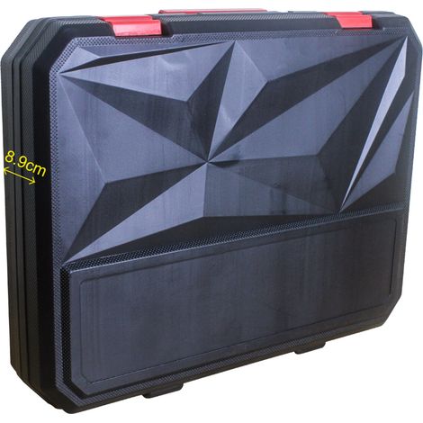 Cassetta attrezzi 45,5x35,5x8,9 cm in acciaio nero e rosso con vano officina FloraGrace (1/5)
