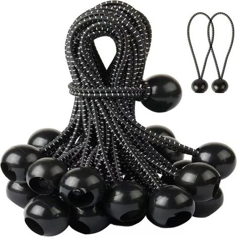 Tenditori per teloni, tenditori elastici, 40 pezzi tenditori in gomma con sfera, corda elastica per teloni, tende, coperture, campeggio (1/4)
