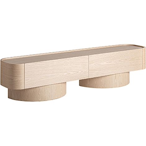 Meuble TV art déco chêne crème finition naturelle élégant - Chêne crème naturel doré (1/5)