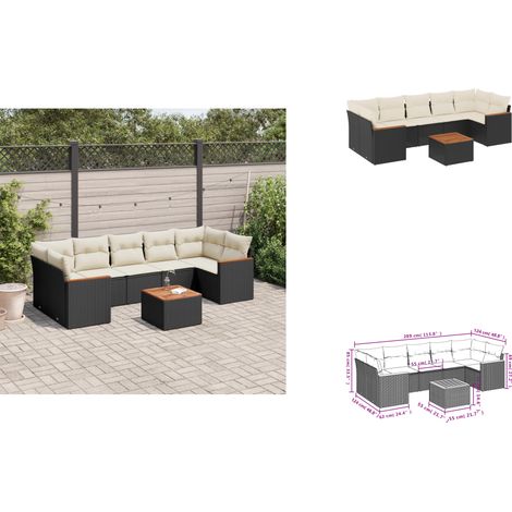8-tlg. Garten-Sofagarnitur mit Kissen Schwarz Poly Rattan - Gartenmöbel Set - Gartensorte - Outdoor Möbel - Lounge Sofa - Esstisch (1/3)