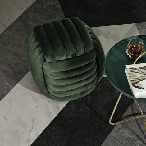 Dmora - Puf Karori, Sillón multiusos, Banco de cabecera, Puf reposapiés, 45x45 h45 cm, Verde (1/5)