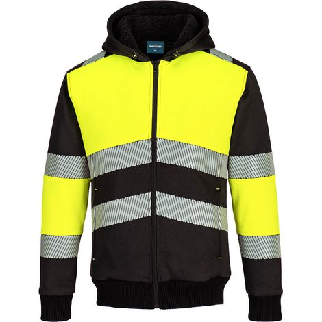 Felpa con cappuccio Dhiver Zippé Pw3 Class 1 - XXXL - Giallo/nero - Portwest