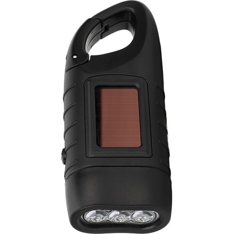 Lampe torche solaire à manivelle, rechargeable, LED, pour situations d'urgence, auto-alimentée, équipement de survie, noir mat (1/5)