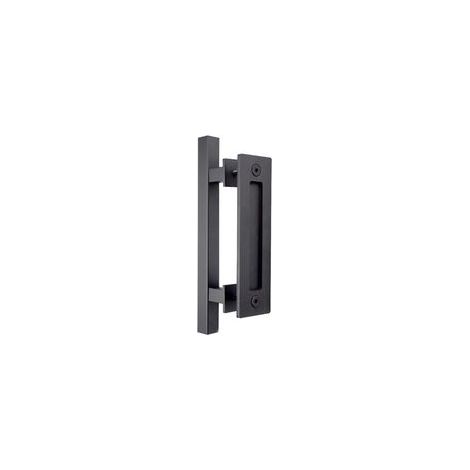 Poignée de porte de grange, poignées de porte coulissantes carrées à tirer et à encastrer - Matériel robuste pour portes de grange, portes de placard, abris de jardin, noir mat (30 cm)