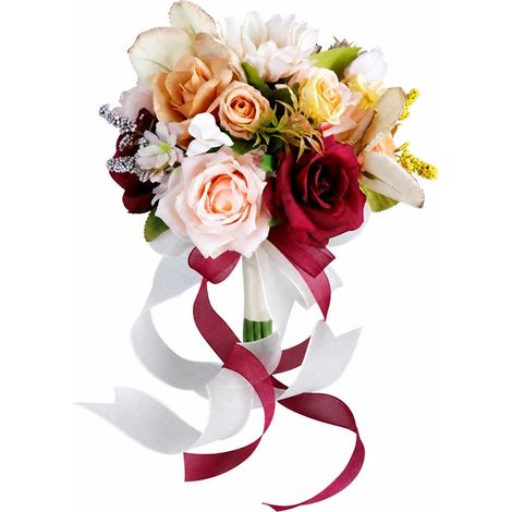 Mariée Artificiel Roses Rubans sans Entrien Composition Florale Artificielle Cérémonie Léger pr Mariées (1/5)