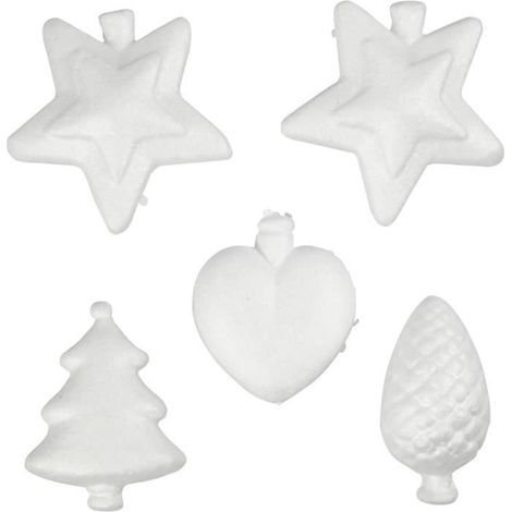 Figurines de Noël - Lot de 5 - Polystyrène - 7 à 8 cm - Décoration intérieure