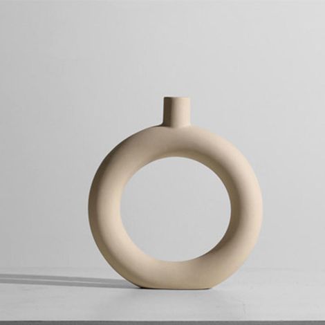 Vase en céramique minimaliste nordique, déco fleurs séchées, ornement élégant pour salon, meuble TV, bureau, pièce maîtresse moderne. (1/5)