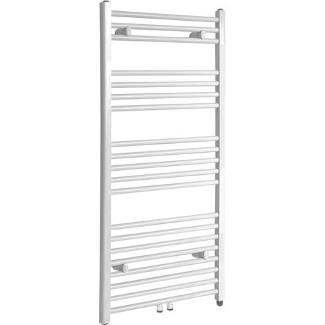 Hudson Reed Neva - Sèche-Serviettes Design Électrique Moderne - Raccordement Central - Blanc - 118.8 cm x 60 cm (1/5)