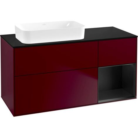 V&B Waschtischunterschrank Wandbeleuchtung Finion 120x60 cm, Reg re bla m Lac, Peony Matt (1/2)