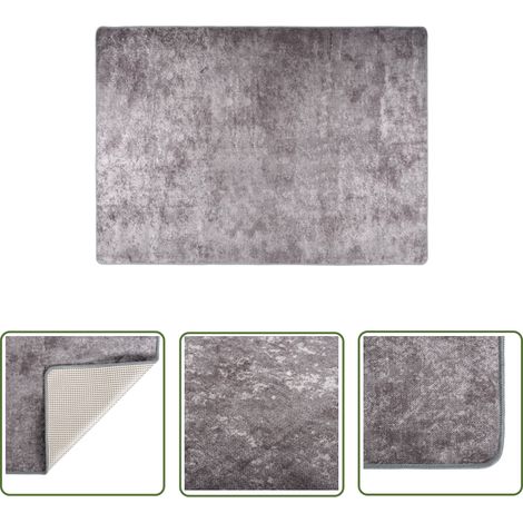 The Living Store Tapis lavable antidérapant 120x180 cm gris - Tapis Design - Tapis Salon - Tapis Chambre - Tapis Moderne - Tapis Gris (1/5)