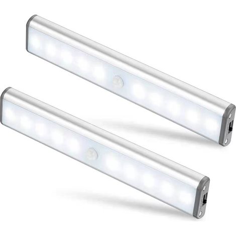 Lampe LED - 100 Lumen - Capteur de Mouvement 120° - Montage Magnétique et Adhésif - Rechargeable USB - Pour Étagères Escaliers Cuisine Couloirs - Lot de 2 (1/5)
