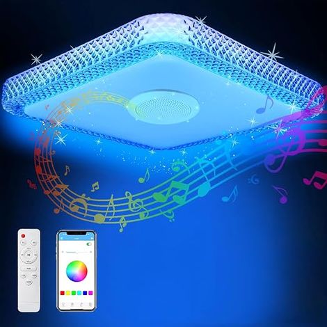 30 W Dimmable RGB LED Ceiling Light, Bluetooth Speaker, RGB Colour Changing, Modern LED Lamp for Bedroom, Bathroom, Living Room, Children's (1/5)