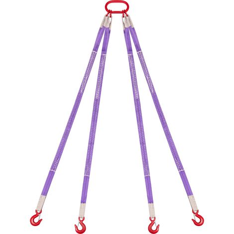 Élingue Sangle de Levage à 4 Brins Polyester avec Crochets, 1,5 m, 60° Capacité Charge 3 t, Sangles de Levage Robustes Résistantes à l'Usure pour Chantier de Construction, Usines, Quais, Ferme (1/5)