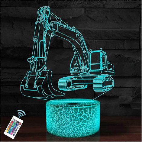 Veilleuse excavatrice, 16 couleurs, télécommande et lampe de chevet tactile intelligente à intensité variable avec effet 3D (1/5)
