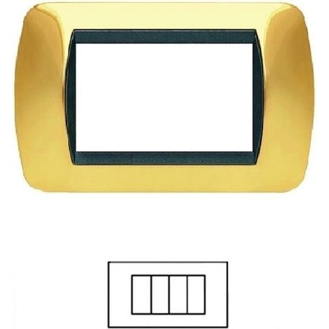 Placca 4 Posti ORO LUCIDO LIVING International Compatibile in Acciaio