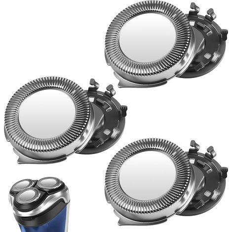 Lot de 3 Têtes de Rechange SH30, Lames Acier Inoxydable, Système Clic, Pour Rasoir Électrique Séries 1000 à 5000 (1/5)
