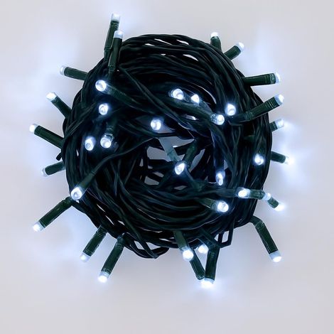 ETTROIT Lichterkette mit 100 LEDs, 10 m, weißes Licht, schwarzes Kabel, IP65, ausziehbar, Blitzeffekt, Weihnachtsgirlande, Geschäfte, Balkon