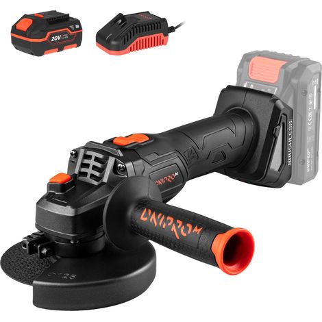 Meuleuse d'Angle sans Fil DGA-202SBC 20V Brushless - Meuleuse 125 mm avec 6 Vitesses jusqu'à 9 000 tr/min, M14, Batterie 4Ah et Chargeur Inclus pour Tronçonnage et Ébarbage - par Dnipro-M (1/5)
