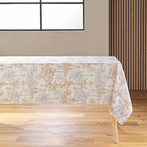 Nappe Antitache Imprimé "Canarie" 145x240cm Naturel (1/4)